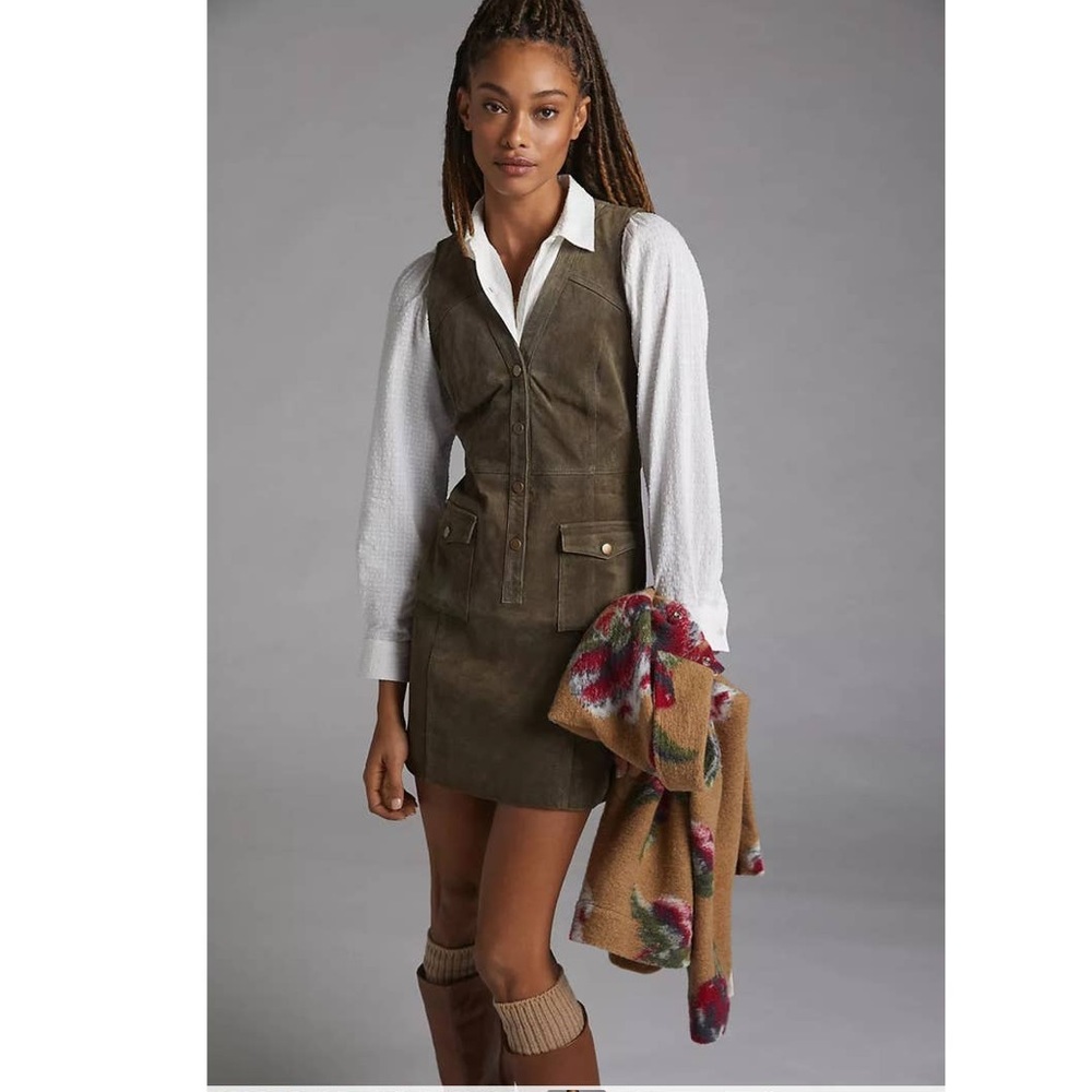 *Final Price* Pilcro Olive Green Suede Dress Anthropologie